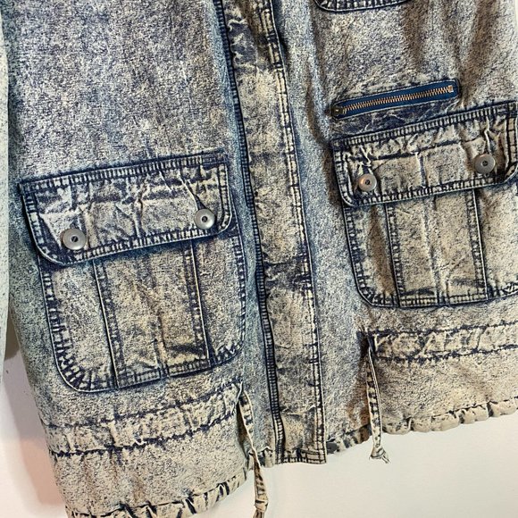 Vintage Paris Sport Club Universal Acid Wash Denim Paisley Lined Coat 1980s - Picture 2 of 6